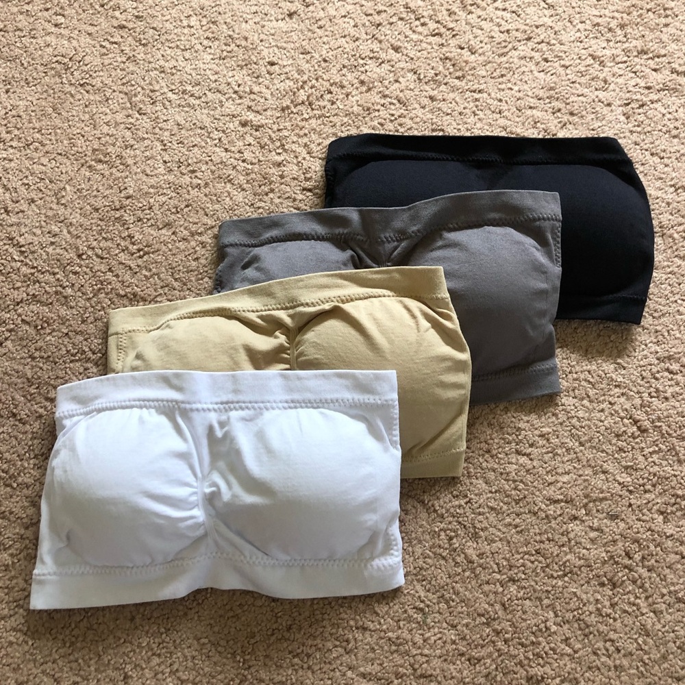 Set of 4 Seamless Tube Top Bras - Multicolor